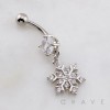 MULTI CZ DANGLE FLOWER SNOW FLAKE DANGLE BELLY BUTTON NAVEL RING 316L SURGICAL STEEL 